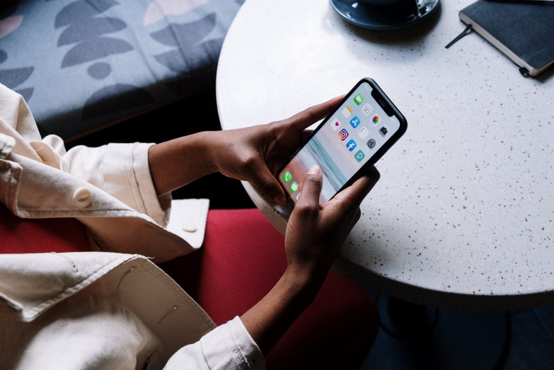 Woman working on the mobile